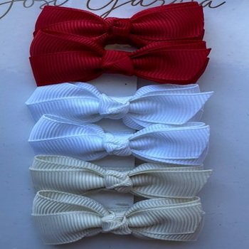 Kit laços pequenos - vermelho, branco e off