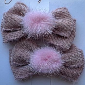 Laço pompom - rosa